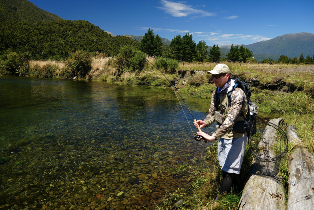 Devin Olsen fishing a spring creek