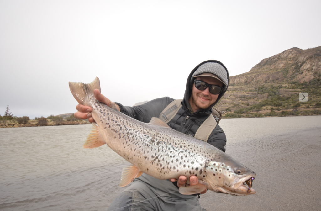 Mike Komara with a Patagonian brown trout